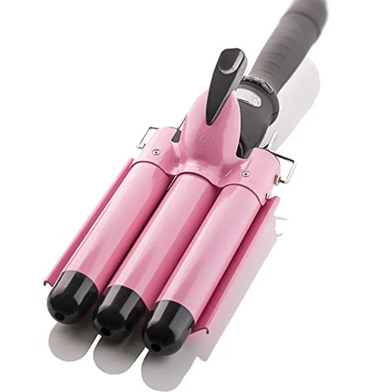 Alure Três Barris Curling Iron Wand Com Display De Temperatura Lcd - 1 Polegada Cerâmica Tourmaline Triple Barrels, Dual Voltage Crimp (ro