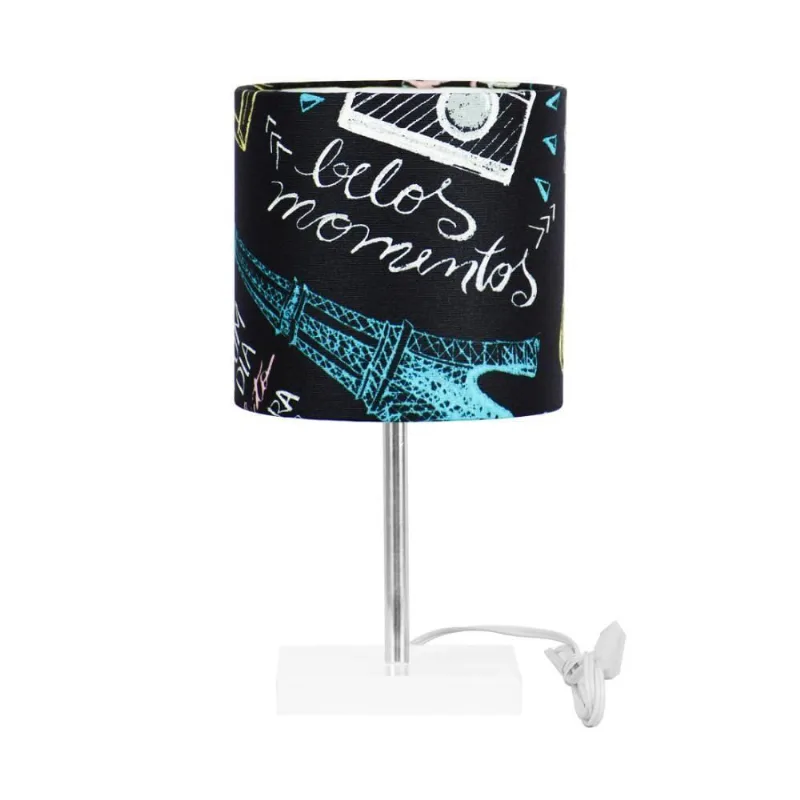 Abajur Eros Touch Cilindrico Parede Giz Base Branca Quadrada