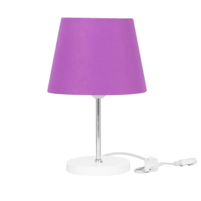 Abajur Eros Dome Roxo Base Redonda Branco