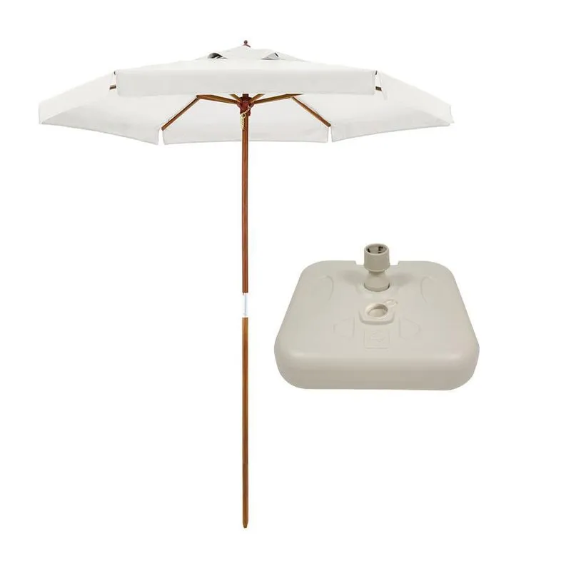 Ombrelone Madeira Guarda Sol 2 Metros Itapema 2M Branco Base