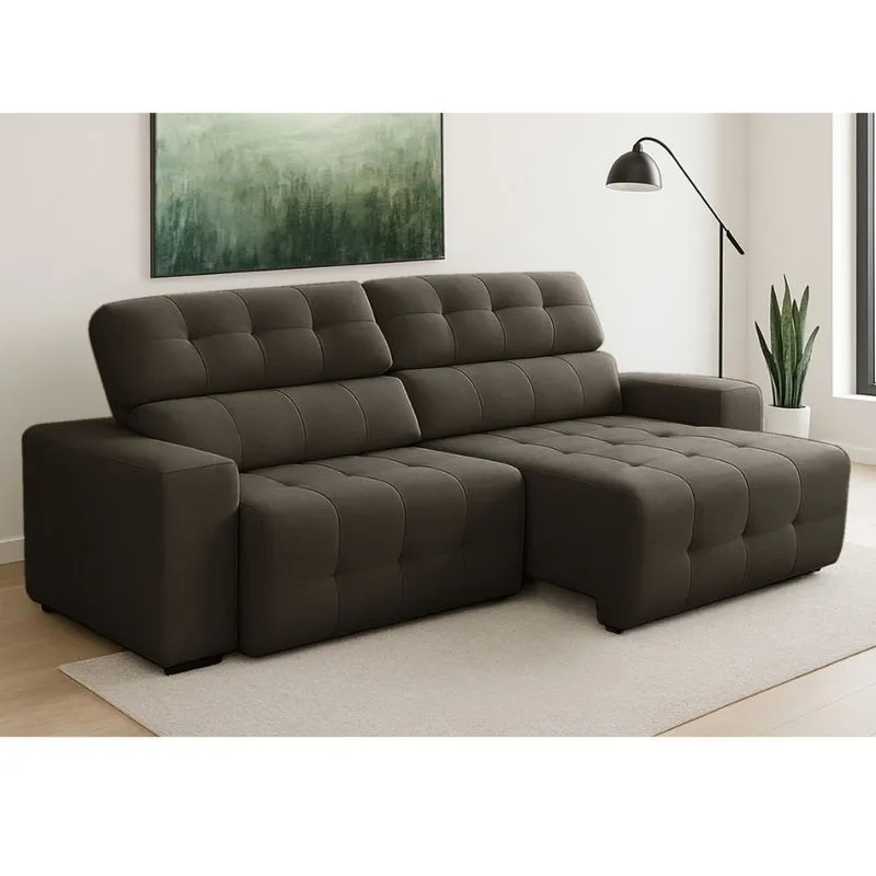 Sofá 4 Lugares Retrátil Reclinável 250cm Veludo Atualle Ferguile
