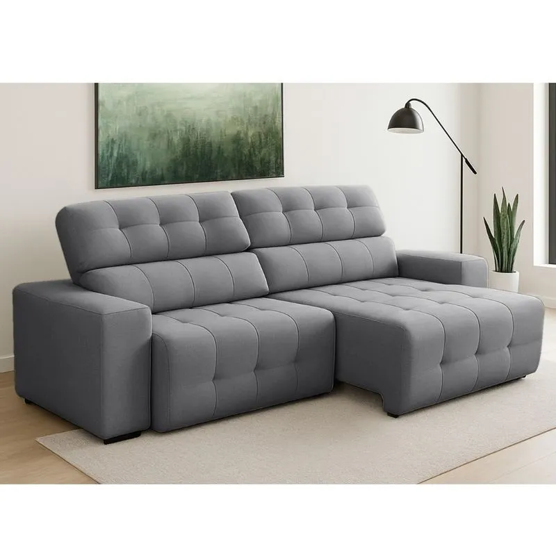 Sofá 4 Lugares Retrátil Reclinável 250cm Linho Atualle Ferguile