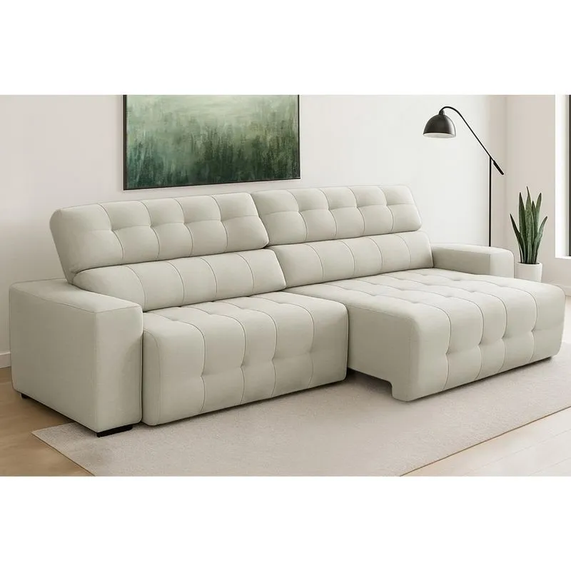 Sofá 4 Lugares Retrátil Reclinável 280cm Veludo Atualle Ferguile