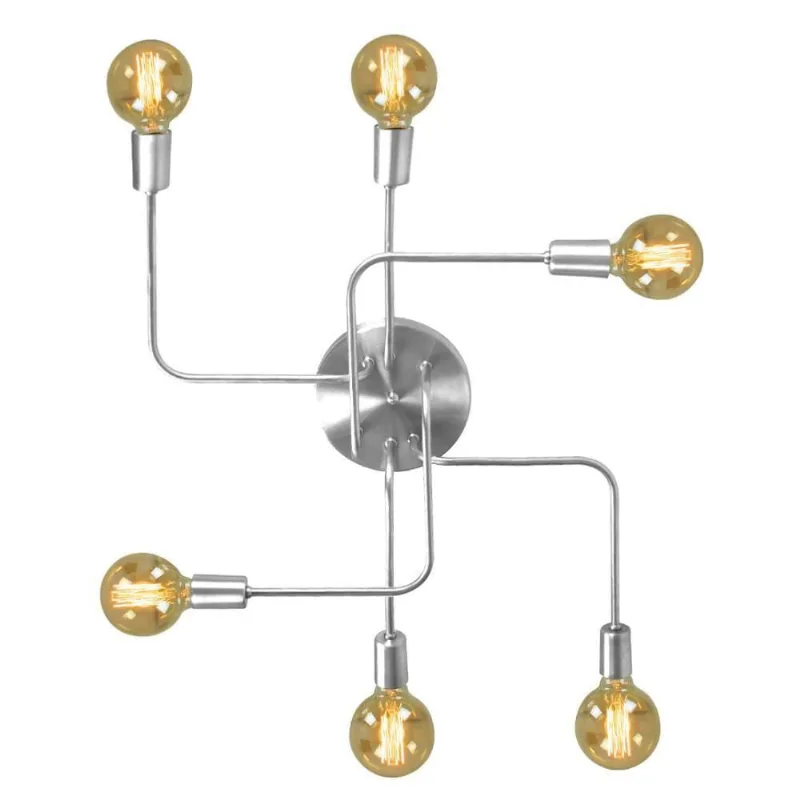 Lustre Plafon Hashtag Escovado De 6 Braços Bivolt