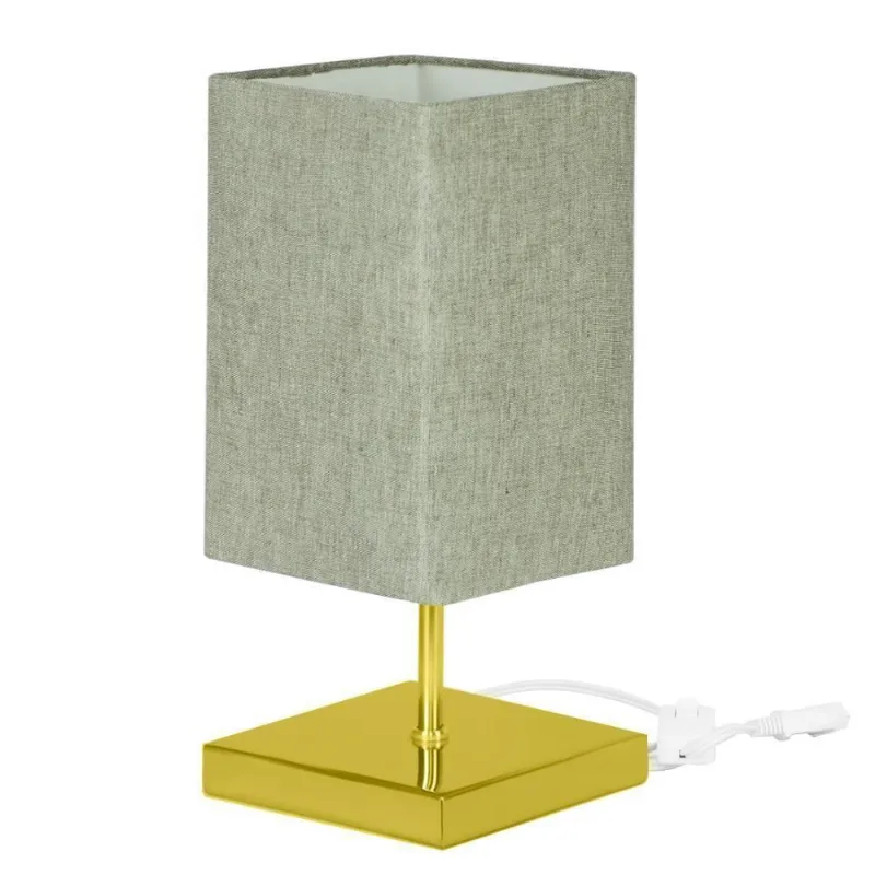 Abajur Eros Quad Cinza Escuro Quadrada Dourado