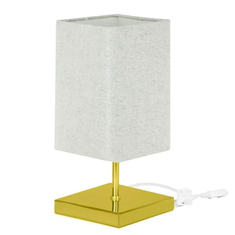 Abajur Eros Quad Rustico Escuro Quadrada Dourado