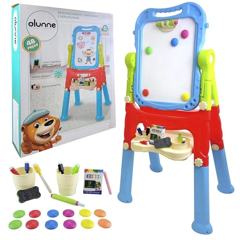 Lousa Magnética Infantil 3 Em 1 Quadro Branco E Negro