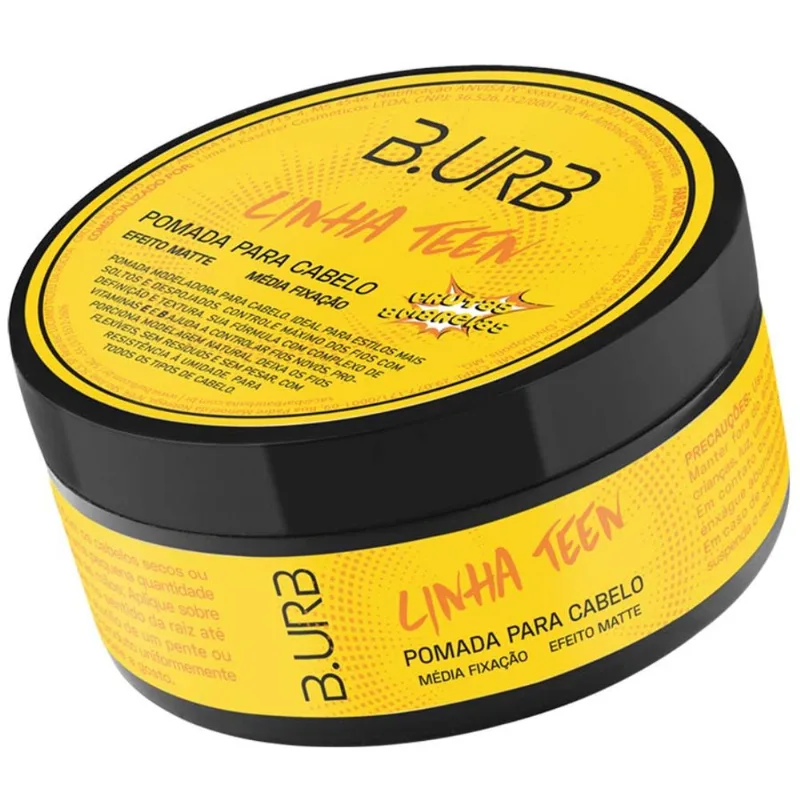 Pomada Para Cabelo Teen Efeito Matte Média Fixação - Frutas Amarelas 70g Barba Urbana B.urb