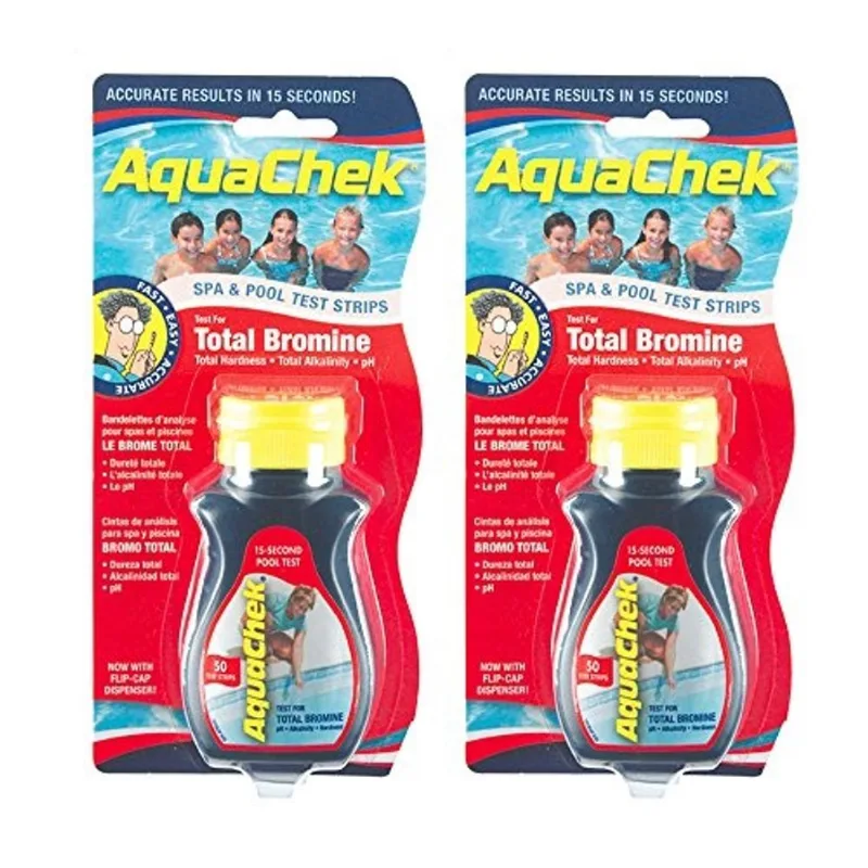 AquaChek 521253-02 Tiras de teste de bromo total vermelho para piscinas, 50 contagens, 2 pacotes
