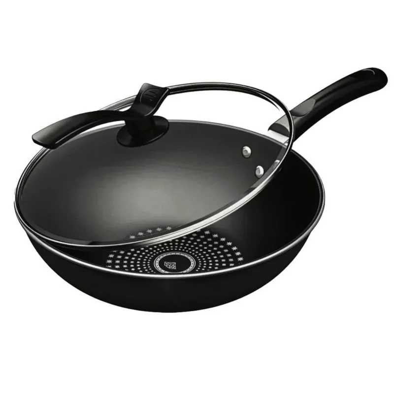 Wok Panela Grande Preto Antiaderente 32cm 5L Indução e Gas