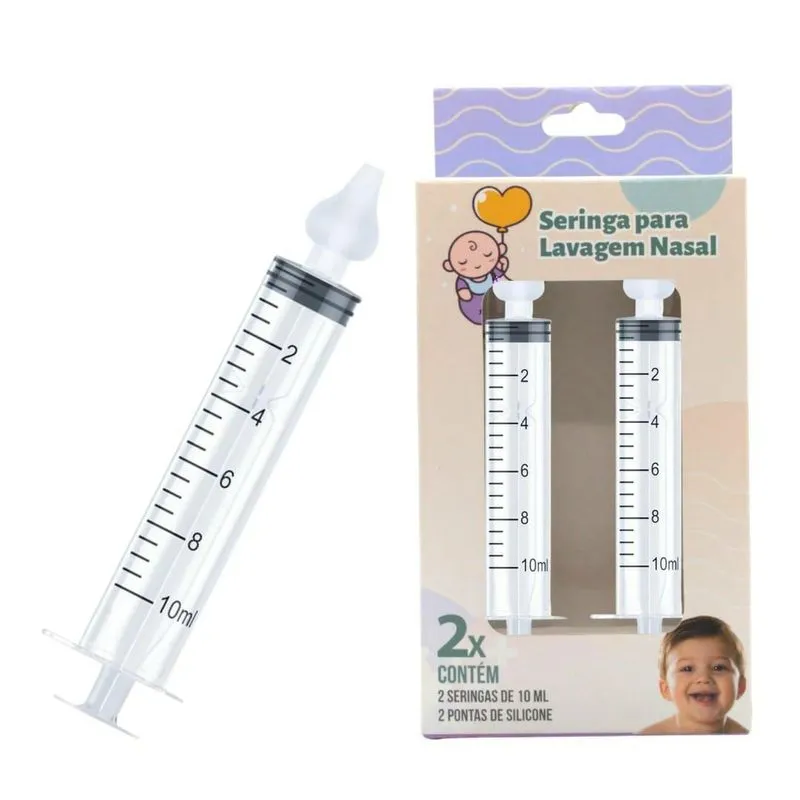 Seringa Para Lavagem Nasal Infantil 10 Ml Com 2 Unidades