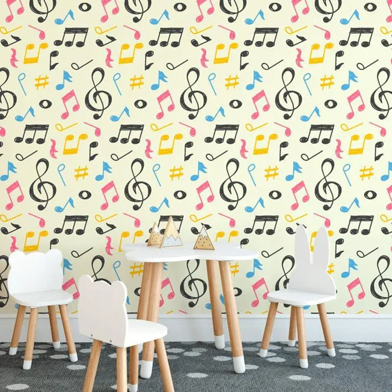 Papel de Parede Infantil Adesivo Música Notas Musicais N4298