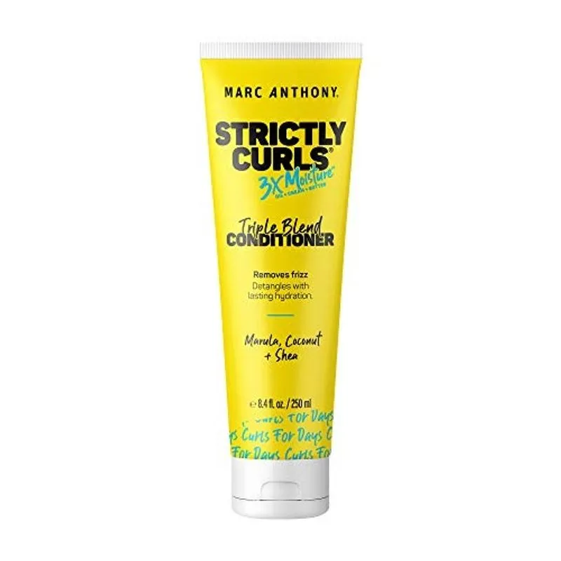 Marc Anthony Estritamente Cachos 3x Condicionador Profundo de Umidade para Fixação de Cachos e Anti Frizz – Manteiga de Karité, Óleo de Marula, Aloe e Óleo de Coco – Condicionador Seguro de Cor Sem Su
