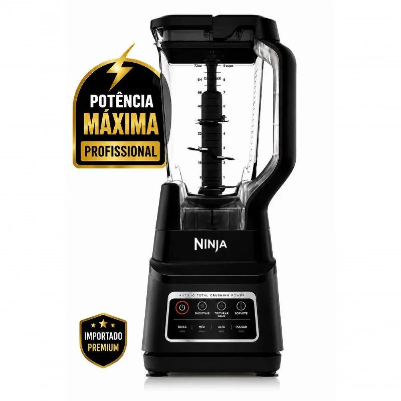 Liquidificador Ninja Total Crushing Auto-IQ 2,1L Tritan 3 Programas Automáticos Preto 110V
