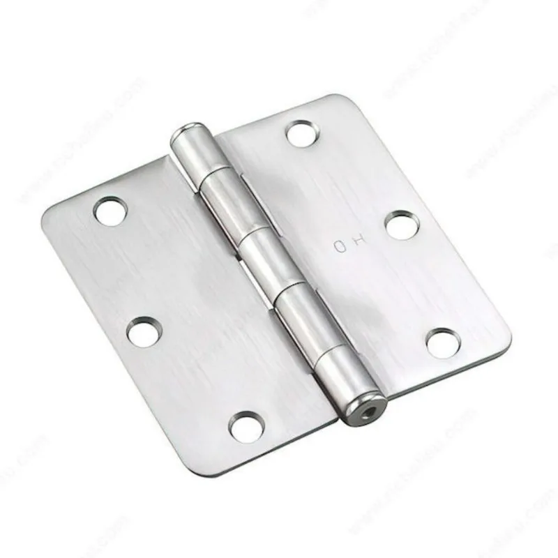 Onward Round Corner Mortise Butt Hinge - Steel - Brushed Chrome - 3 1/2-in W - 1/4-in Pin Radius
