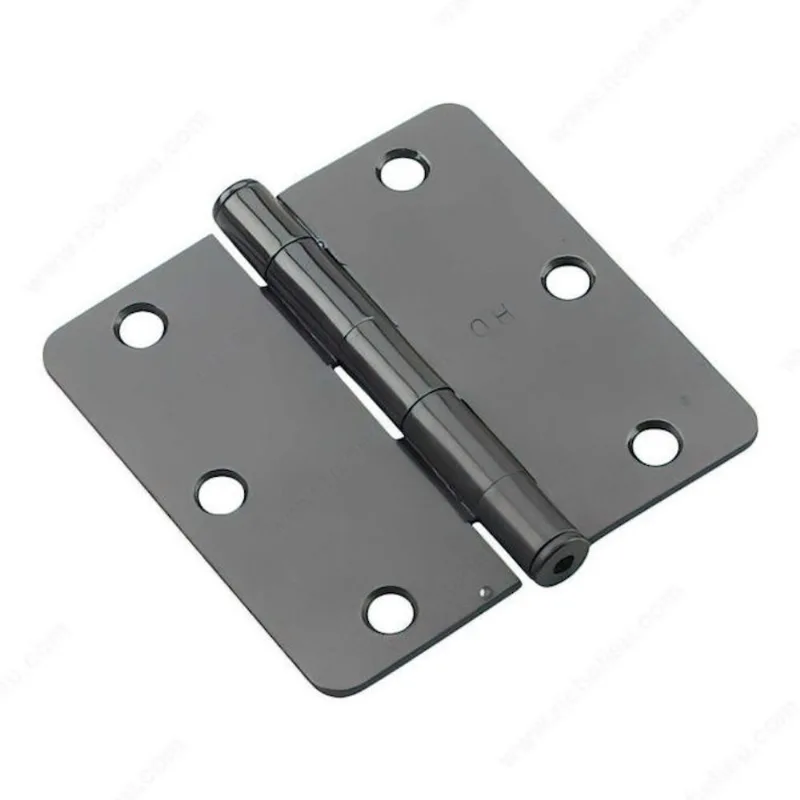 Onward Round Corner Mortise Butt Hinge - Steel - Glossy Black - 3 1/2-in H - 1/4-in Pin Radius