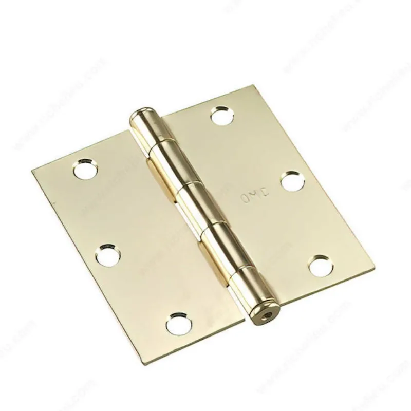 Onward Square Full Mortise Butt Hinge - 3 1/2-in W x 3 1/2-in H - Loose Pin - Brass