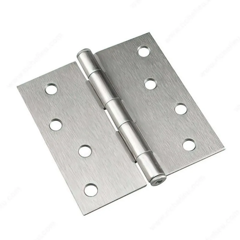 Onward Square Full Mortise Butt Hinge - 4-in W x 4-in H - Loose Pin - Brushed Nickel