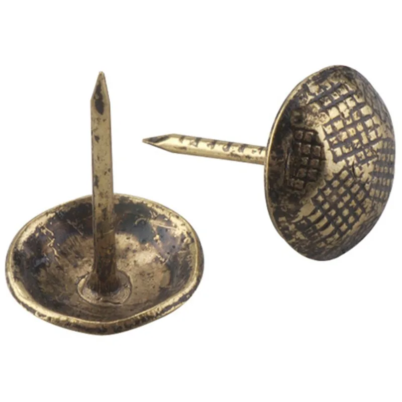 Onward Round Head Furniture Nails - Steel - Antique Brass - 25 Per Pack - 1/2-in L x 1/8-in dia