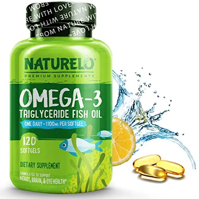 Naturelo Omega-3 Suplemento De Óleo De Peixe - Epa + Dha - 1100 Mg Triglicerídeo Ômega-3 Por Gel - Um Dia - Para Coração, Olho, Cérebr