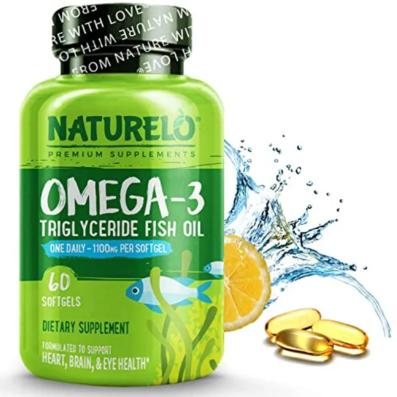 Naturelo Omega-3 Suplemento De Óleo De Peixe - Epa + Dha - 1100 Mg Triglicerídeo Ômega-3 Por Gel - Um Dia - Para Coração, Olho, Cérebr