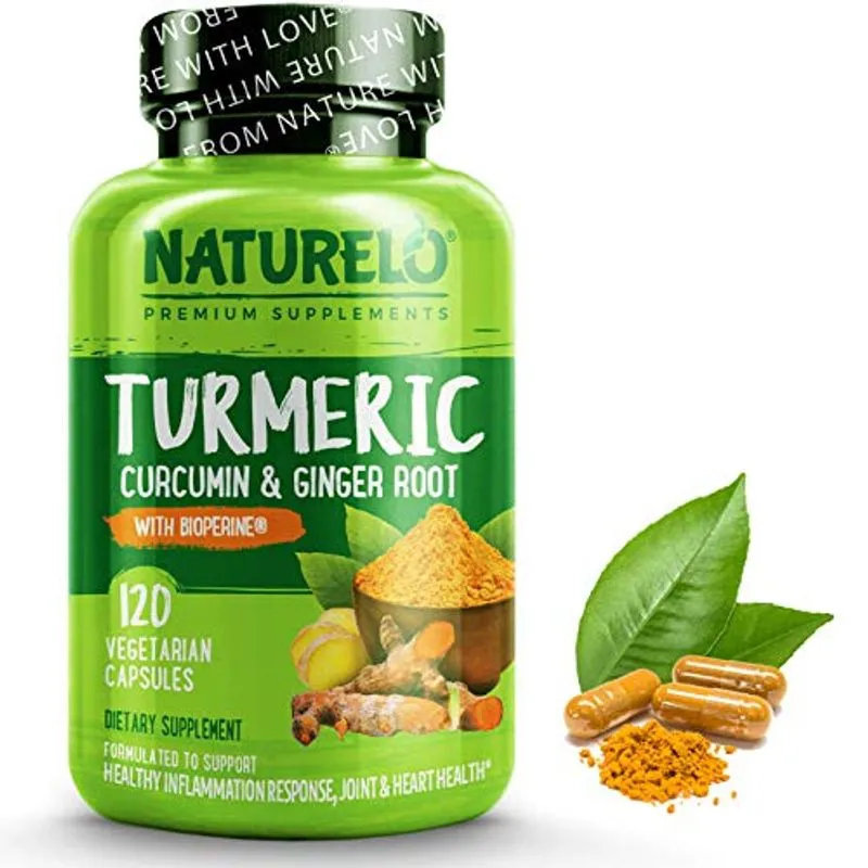 Curcumina De Cúrcuma Naturelo - Bioperina Para Melhor Absorção - Curcuminoides, Pimenta Preta, Pó De Gengibre - Suporte Conjunto À Base