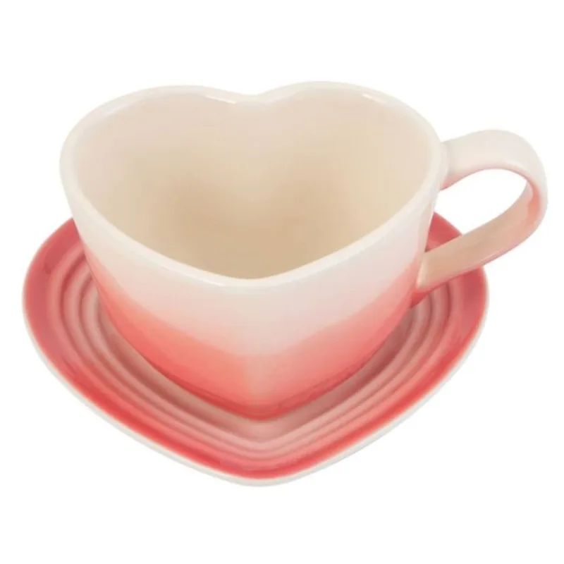 CANECA LE CREUSET FORMATO CORAÇÃO COM PIRES EM CERÂMICA Framboise