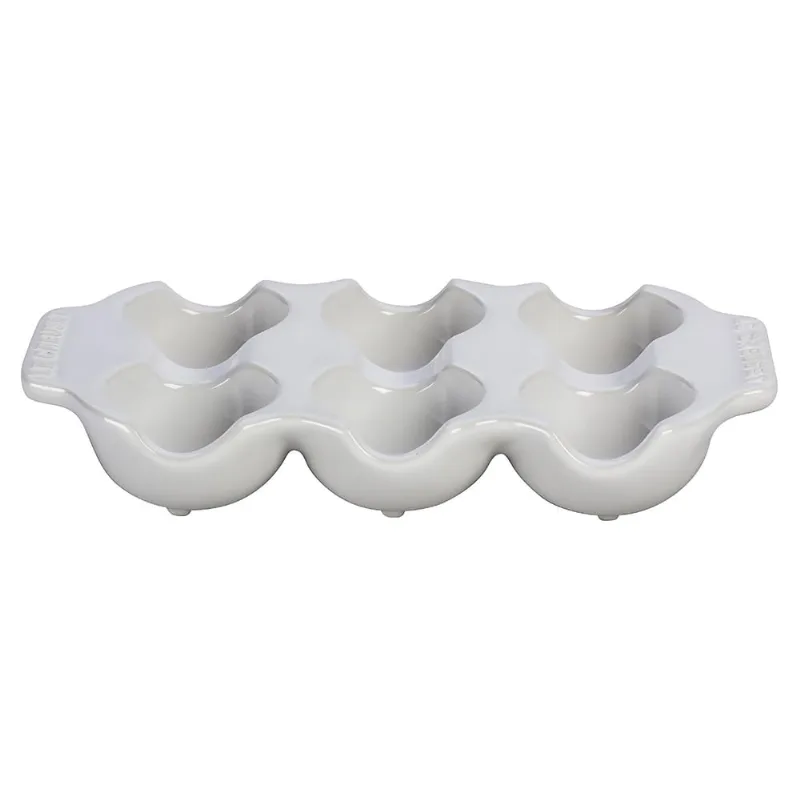 BANDEJA LE CREUSET PARA 6 OVOS EM CERÂMICA Branco