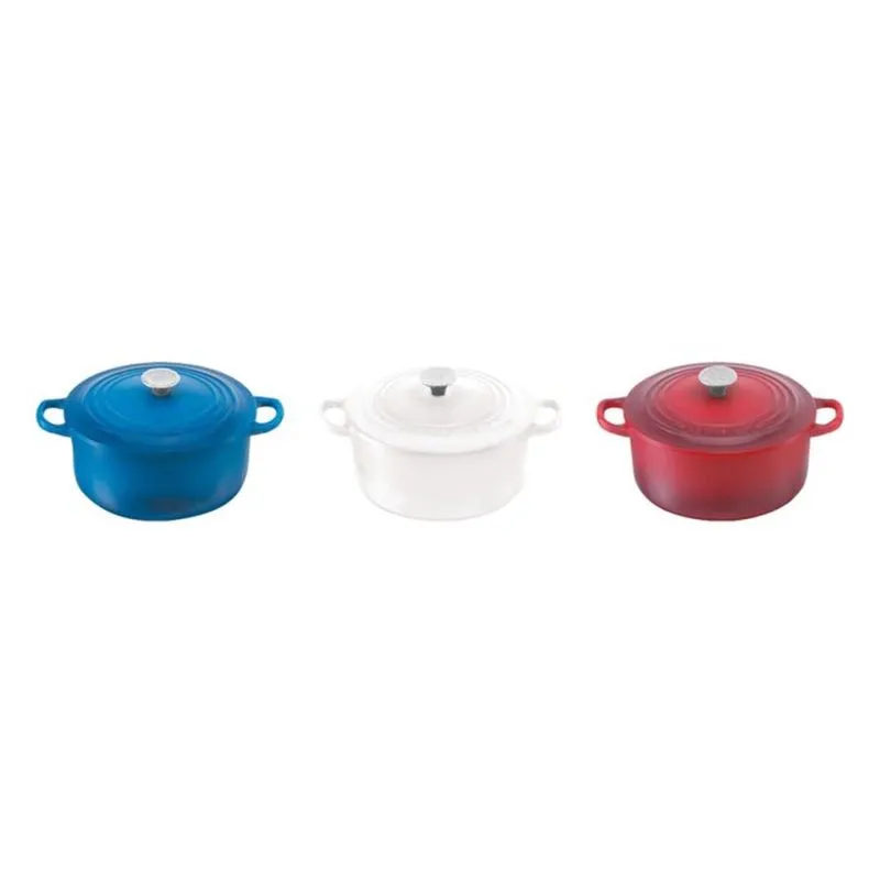 Imãs de Geladeira 3 Peças Azul Branco e Vermelho Le Creuset
