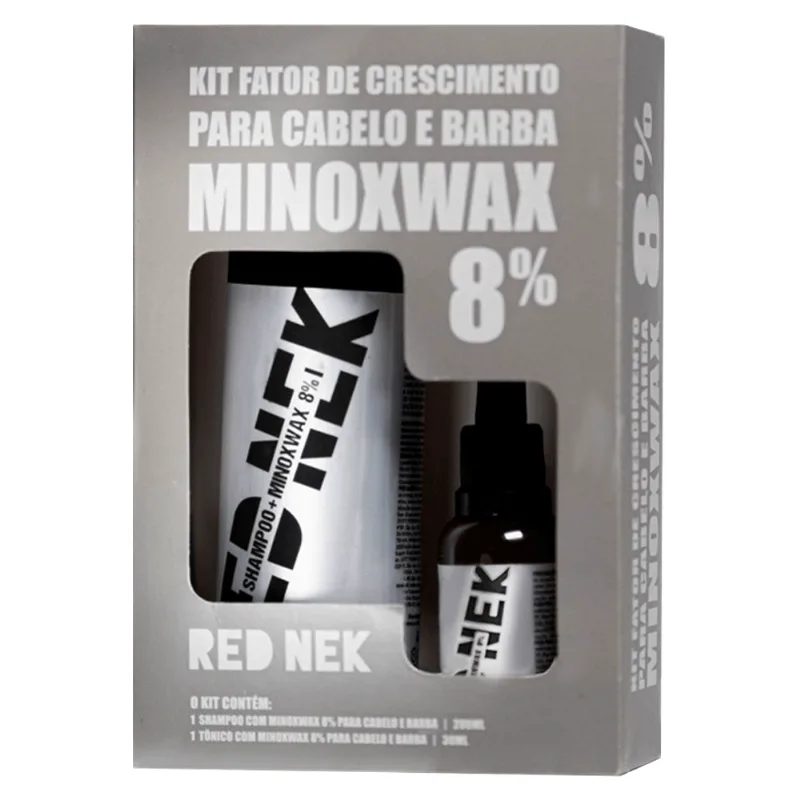 Kit Minoxwax 8% Shampoo + Tônico Fator De Crescimento Barba E Cabelo Redn