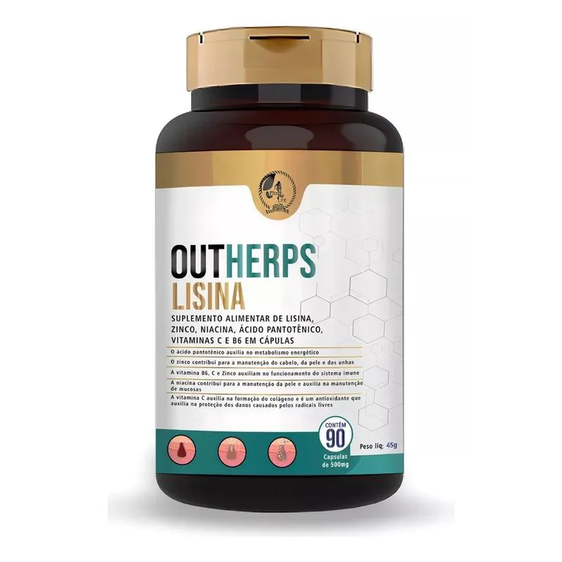 Outherps Lisina 90 Cápsulas + Vit C B3 B5 B6 E Zinco 500mg