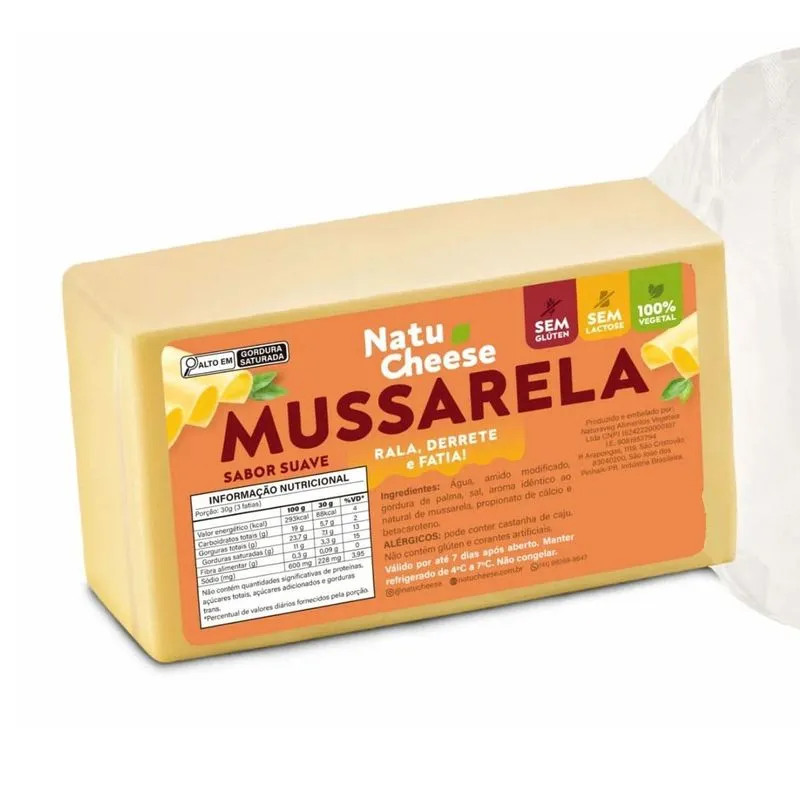 Queijo Mussarela Suave Vegetal Sem Lactose 200g Natucheese