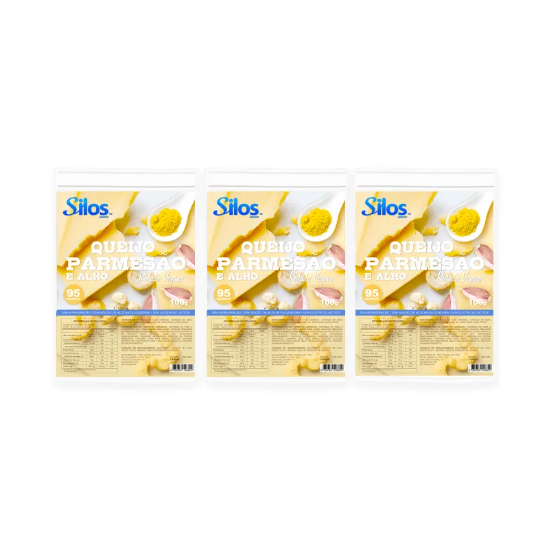 Queijo Parmesão E Alho Ralado Vegano Com Levedura Silos Group Kit 3 - 300g