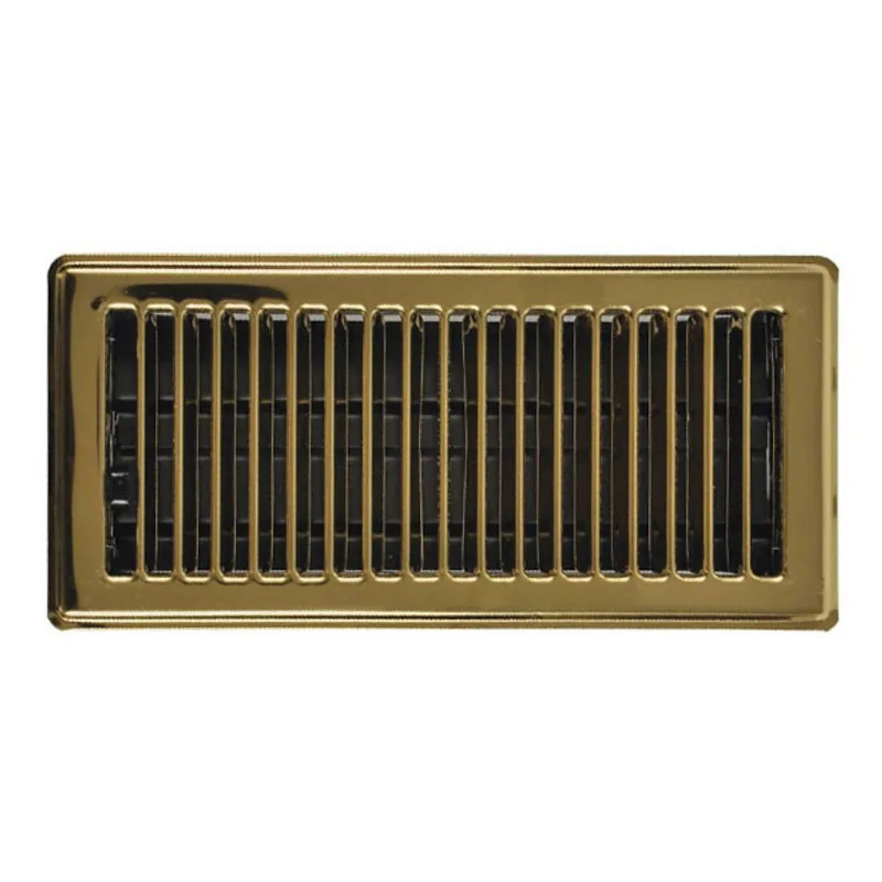 Imperial Louvered Floor Register - Steel - Electroplated Polished Brass - 3-in H x 10-in W