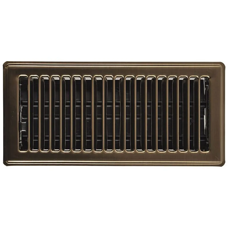 Imperial Louvered Floor Register - Steel - Antique Brass - 2 1/4-in H x 10-in W