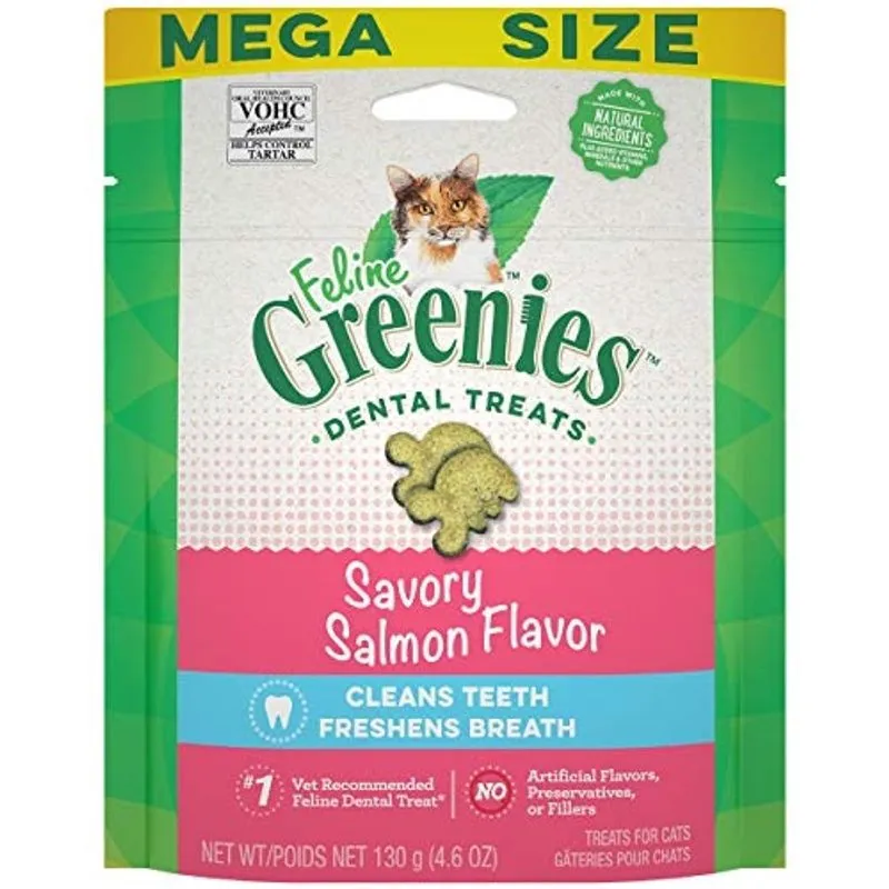 Feline greenies Natural Dental Care Guloseimas para gatos, sabor salmão, todos os tamanhos de bolsa