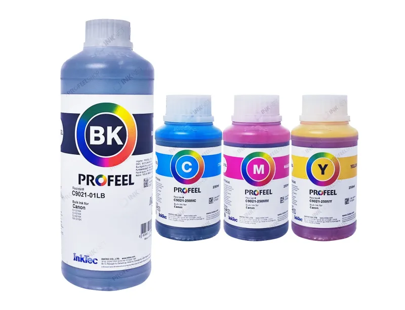 Tinta C9021 Corante Profeel InkTec para Canon Kit Black (1L) + CMY (250ml x 3) - G3100 G3110 G4100 G6010