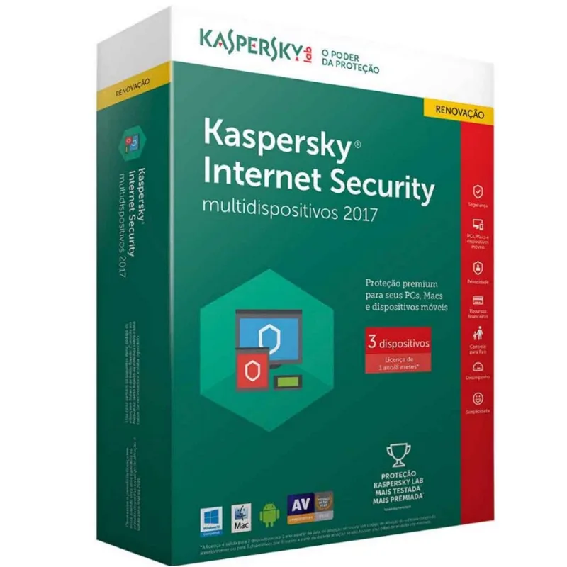 Kaspersky Internet Security - multidispositivos 2017 - 3 Disp Renovação