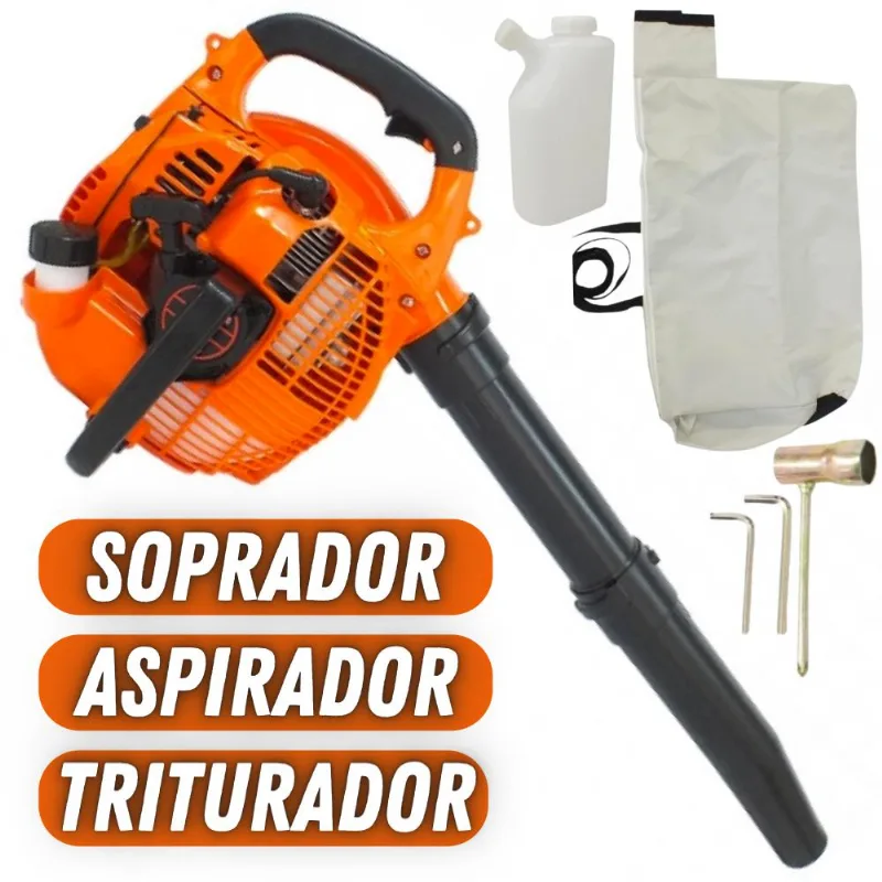 Soprador Aspirador E Triturador De Folhas Lateral Vulcan Sav260 2t 26cc 0,9hp Para Limpeza De Ruas, Calçadas, Estacionamentos E Escadarias