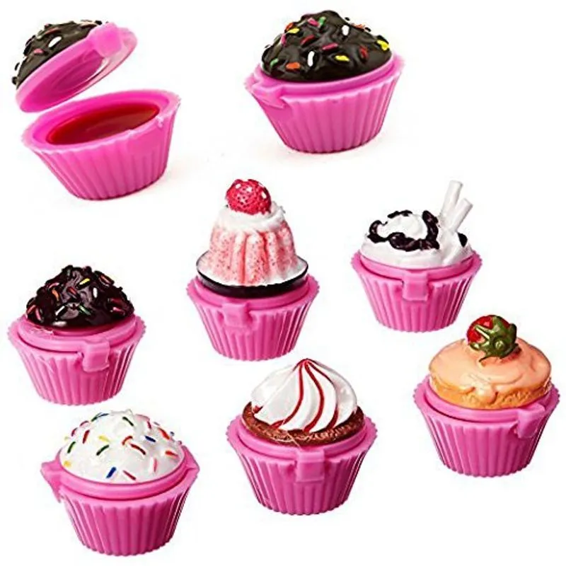 Adorox 12pc Perfumado Novidade Cupcake Lip Gloss Lip Balm Makeup Girls Festa De Aniversário Das Meninas Favorece