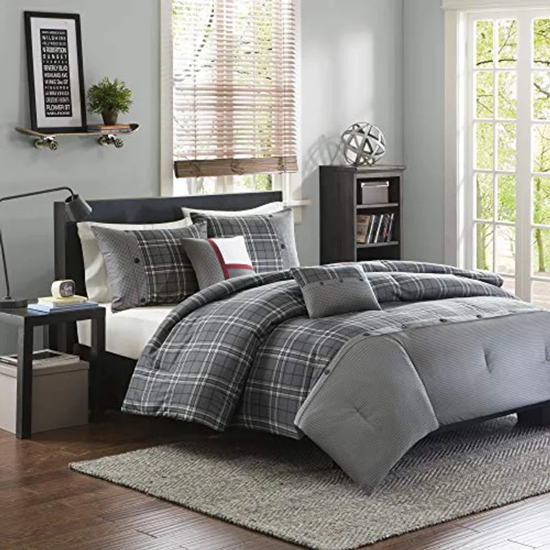 Design Inteligente Daryl 4 Peças Comforter Set, Twin/twin X-large, Cinza (id10-176)