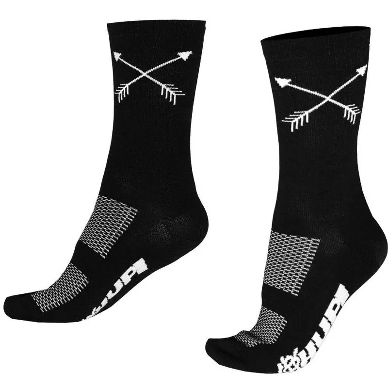 Meia hupi para Corrida e Ciclismo Flecha Cano Médio Preto