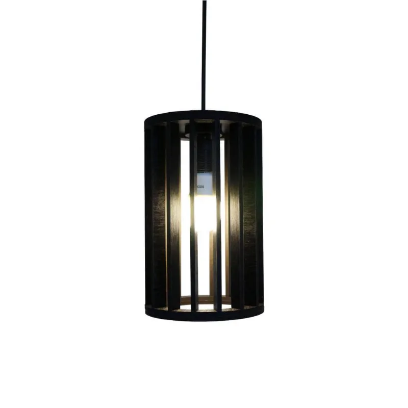 Luminária Pendente Tubular Preta Média