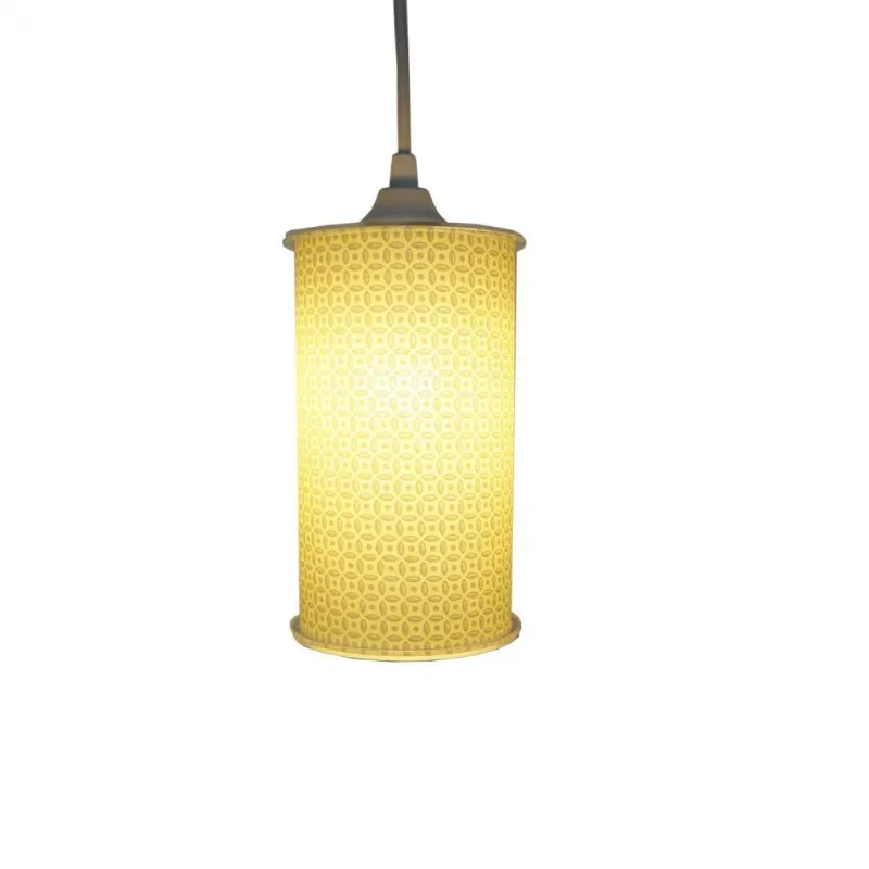 Luminária Pendente Cilíndrica Arabesco Amarelo