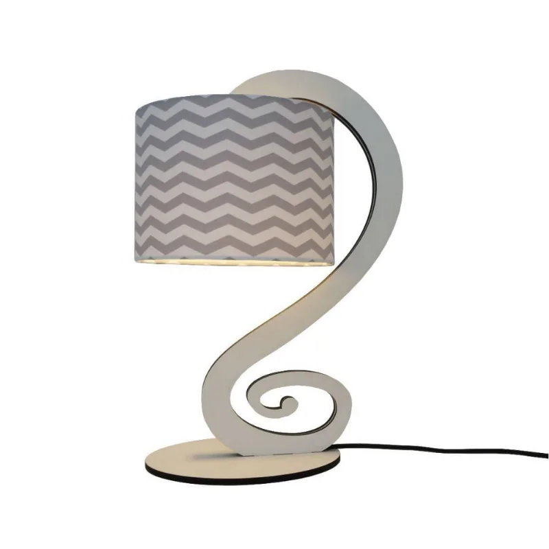 Abajur Silhouette Chevron Crie Casa Branco Preto e Cinza