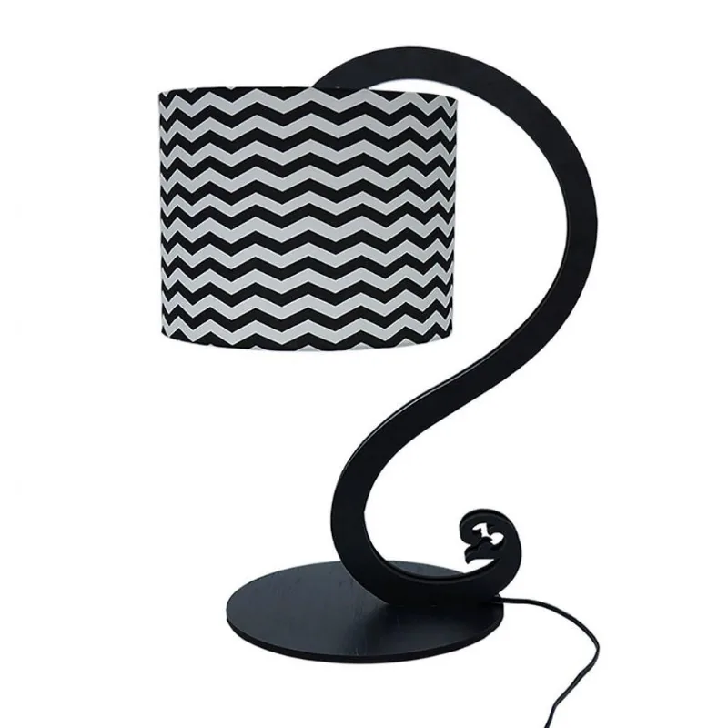 Abajur Curves Chevron Crie Casa Preto e Branco