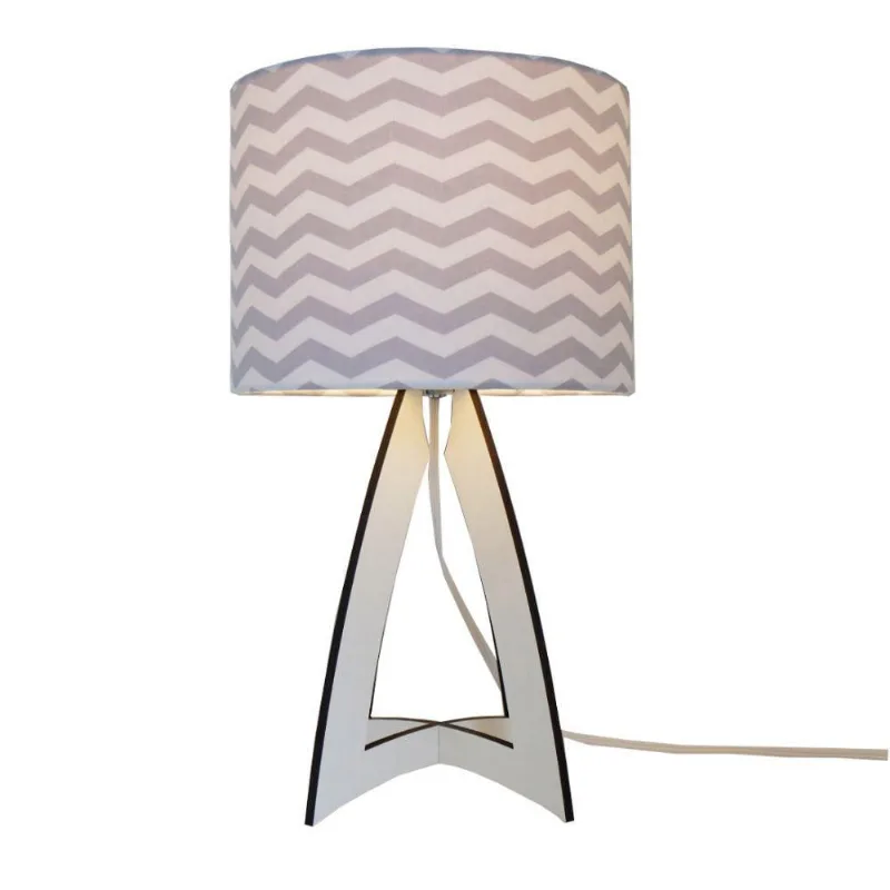 Abajur Cúpula Chevron Cinza e Branco Crie Casa