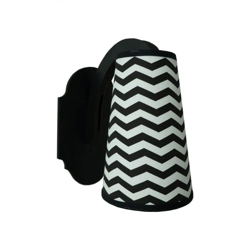 Arandela Preta Crie Casa Cone Chevron Branco e Preto
