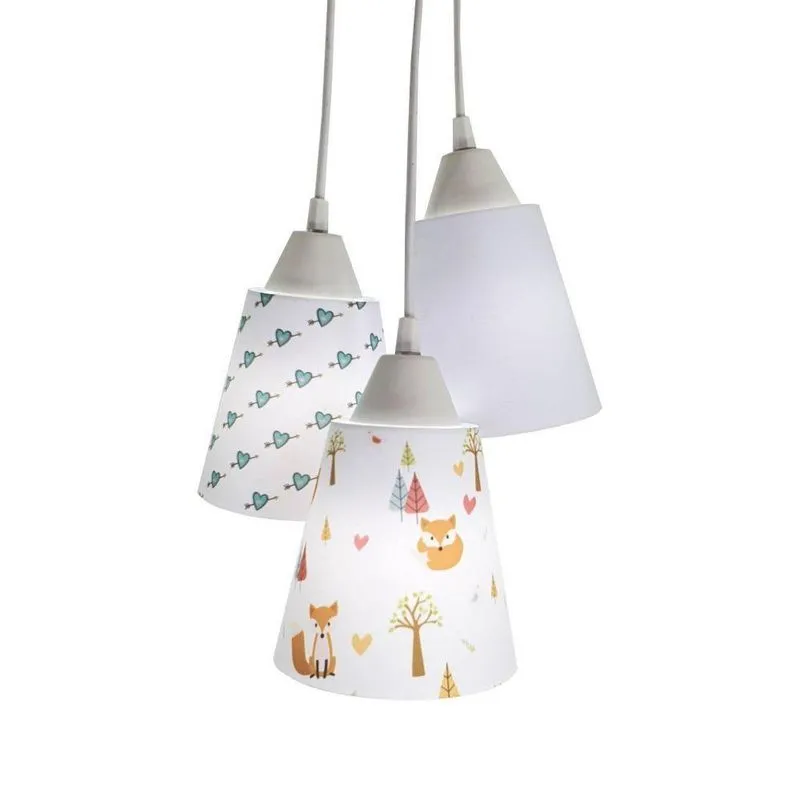 Lustre Pendente Luminária Tecido Raposinha e corações