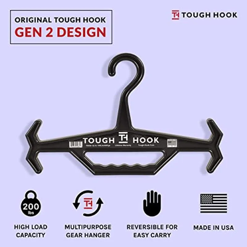 | De Gancho Duro Original Heavy Duty, Cabide Multiuso De Marcha | Capacidade De Carga De 200 Lb | Feito Nos Eua | Plástico De Alto Impacto